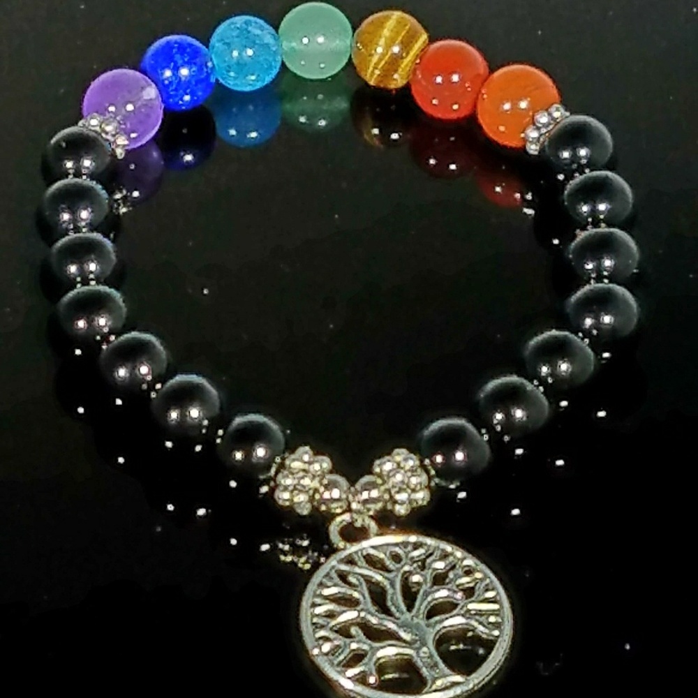 Tree of Life 7 Chakra Healing Charm Bracelet